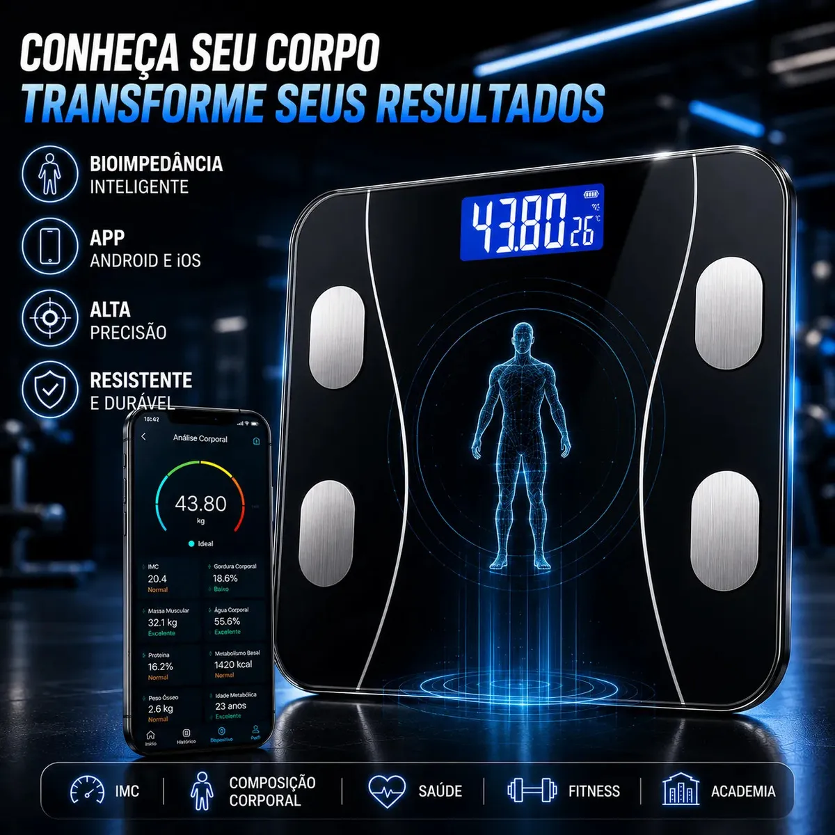 Balança de bioimpedância Bluetooth